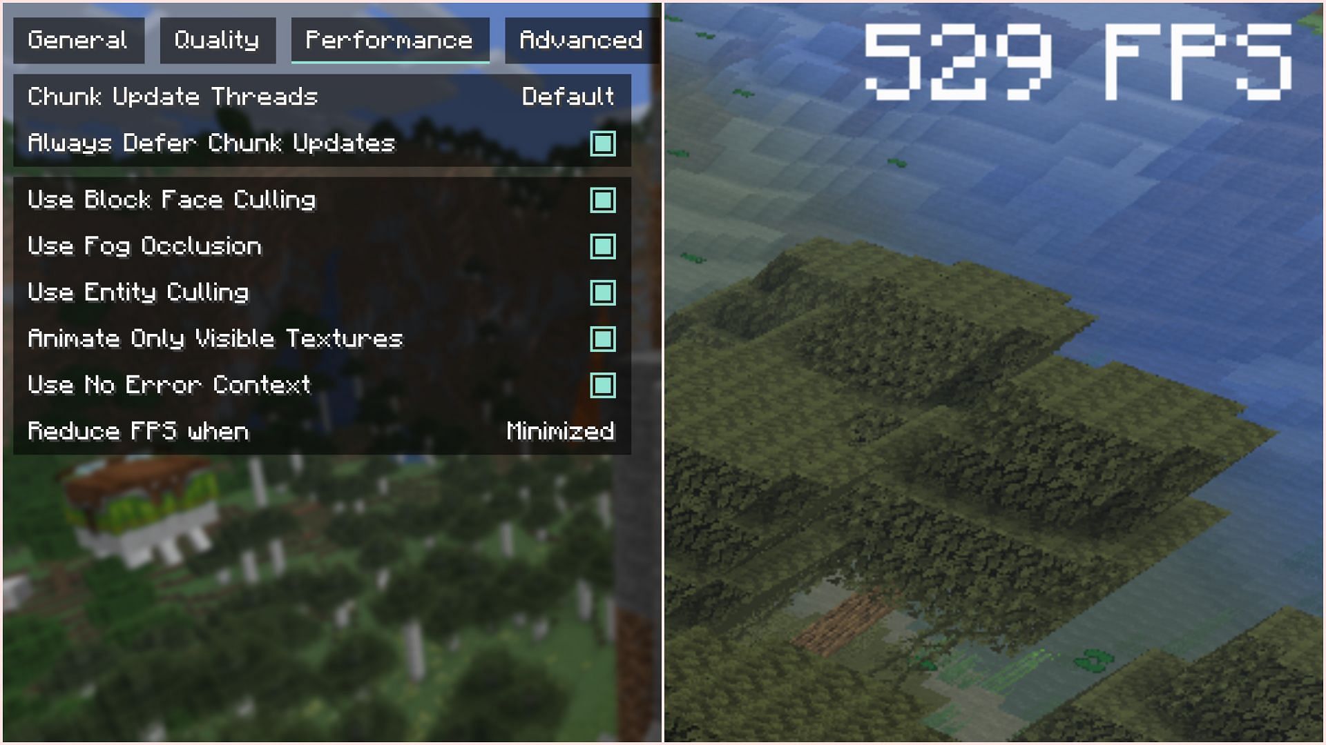Sodium is a performance mod that drastically optimizes the game (Image via Sportskeeda Gaming || Mojang Studios)